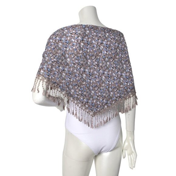 Boho Ditsy Floral Tassel Scarf Shawl Wrap | Prairie Cottagecore Spring Summer - Picture 7 of 7